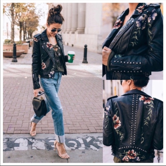 Blank NYC Jackets & Blazers - BlankNYC As You Wish Moto Stud Flower Vegan Jacket